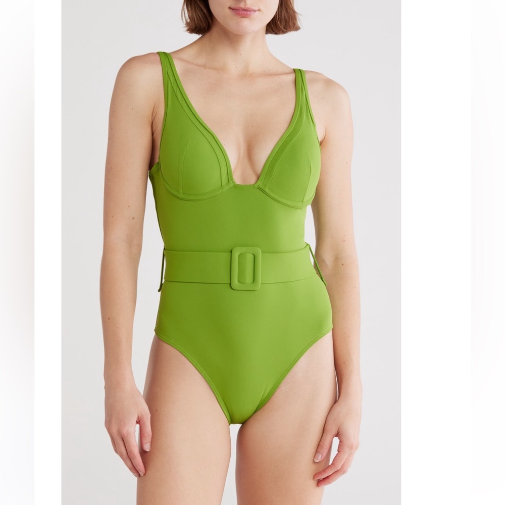 Hutch Underwire Green Belted One Piece Swimsuit Swim Size Small